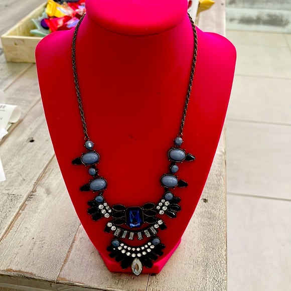 Runway Blue Rhinestone Adjustable Necklace - Picture 1 of 3